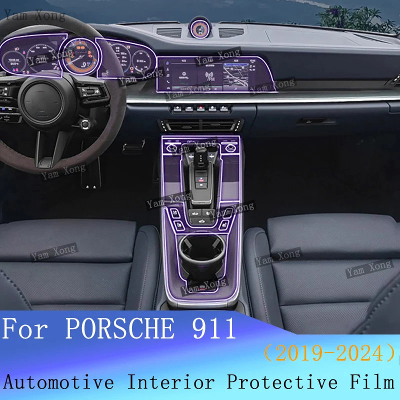 

Auto Center Console Full set interior Film For Porsche 992 911 2019-2024 Navigation screen Protection Transparent Sticker Films