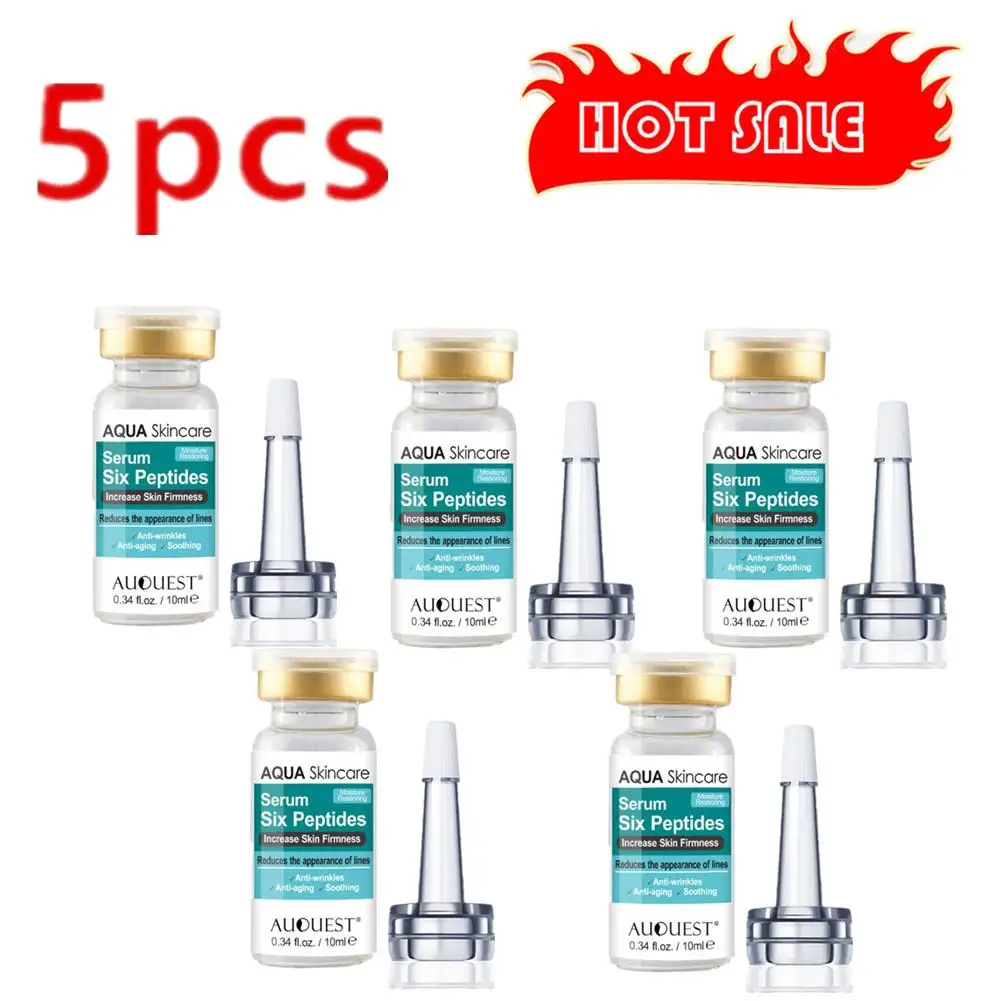 5 Stuks 10Ml Zes Peptiden Serum Vloeibare Hyaluronzuur En Anti-Rimpels Whitening Collageen Face Lift Huidverzorgingscrème