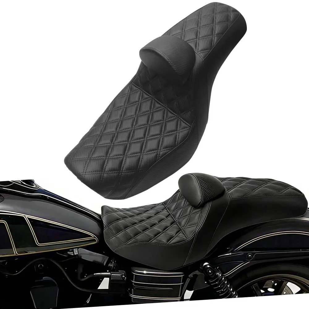 

Rider Passenger Seat With Backrest Cushion Fit For Harley Dyna Super Glide Low Rider Wide Glide Street Bob FXDF Motorcycle Part