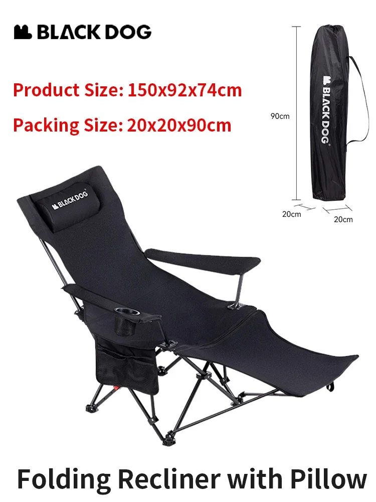 

Naturehike BLACKDOG Folding Chair Recliner Adjustable Lounger for Camping Outdoor Fishing Beach Picnic Removable Headrest Pillow