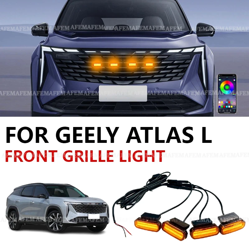 FOR GEELY ATLAS L Car Front Bumper Small Yellow Light Grille LED Flashing Warning Daytime Running Light Auto Accessories