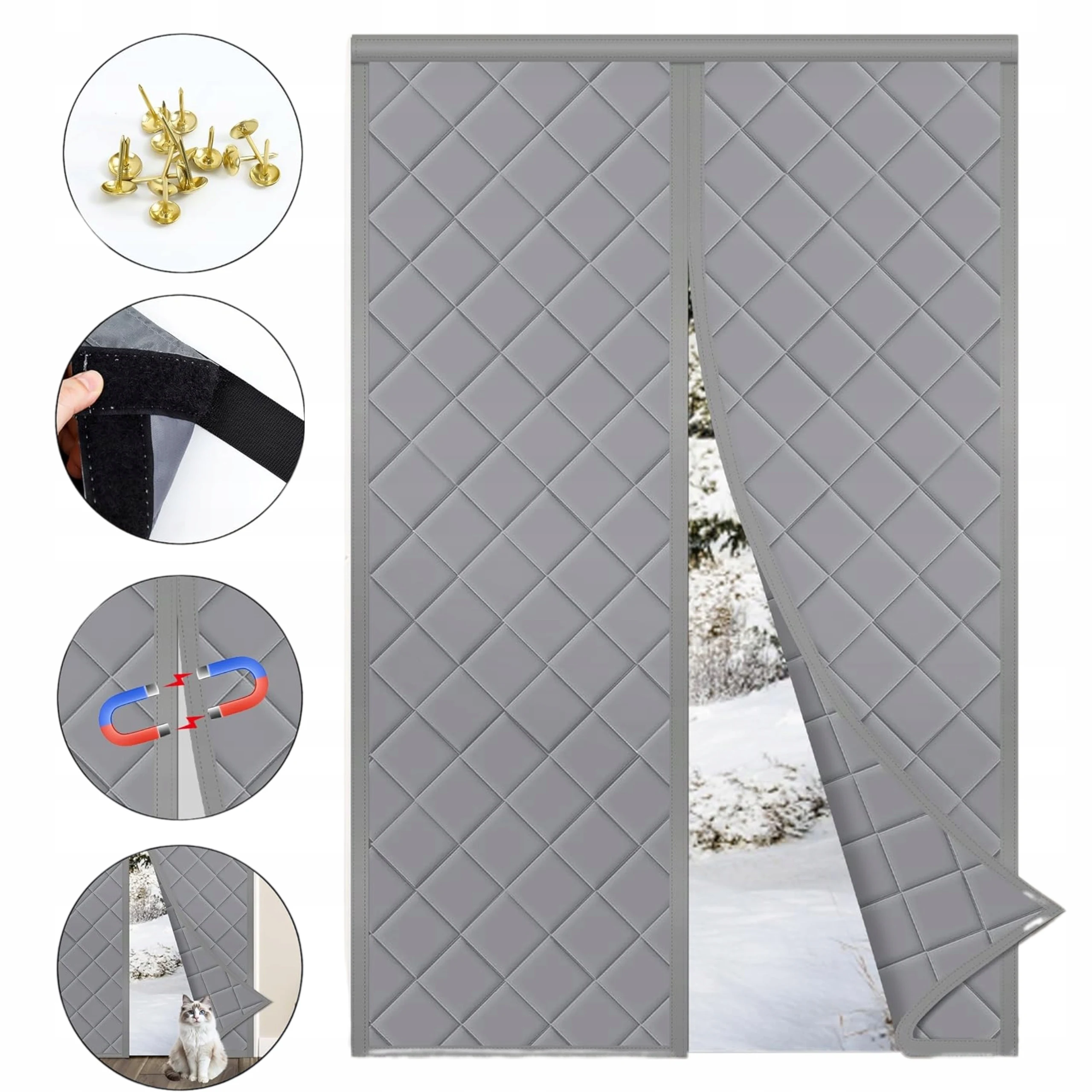 Tenda magnetica termoisolante marrone 90x200 cm, schermo antivento in EVA per porte di cucina, camera da letto e garage