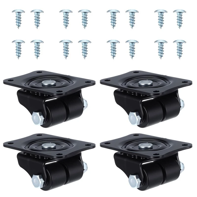 A25I-Double Wheels Swivel Casters(1 Inch), 4 Pcs Heavy Duty Low Profile Design For 1, 100 Lbs Capacity