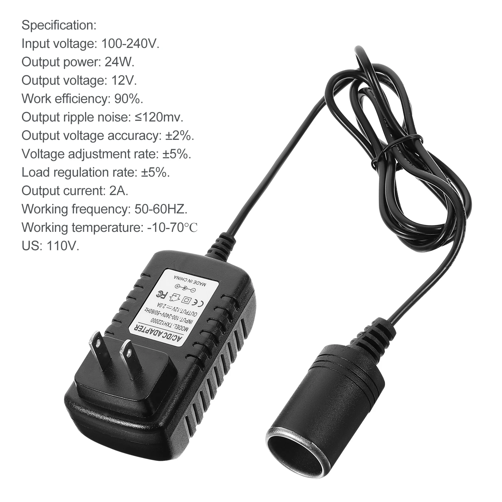 

12V2A Power Converter 100V 240V Household Supplies Car Plug Adapter Auto Power Converter for Refrigerator Vacuum Cleaner
