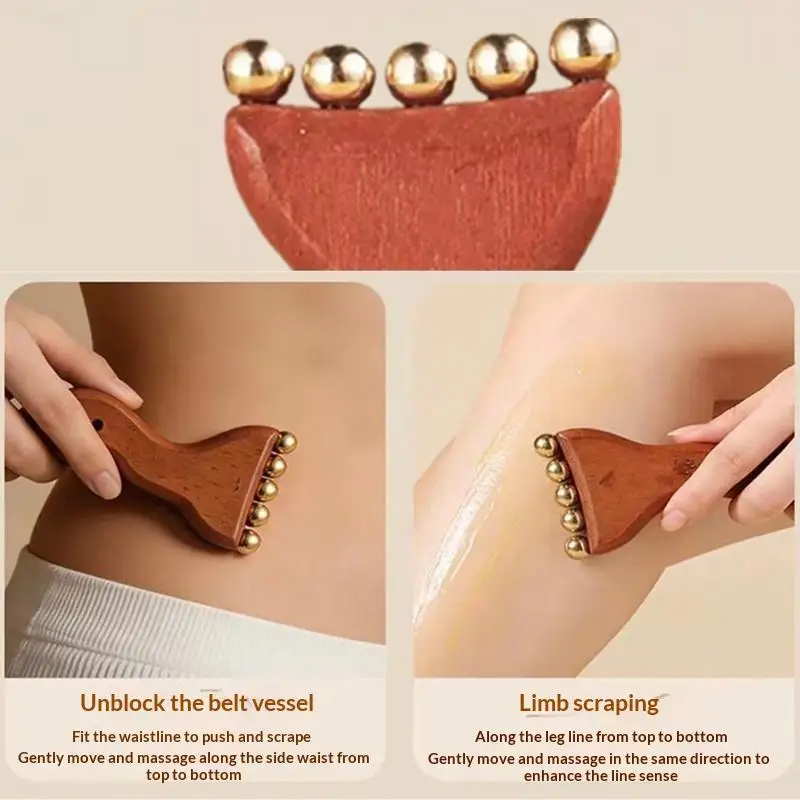 Meridian-Massagekamm aus Kupfer und Sandelholz, Meridian-Kamm, Nadelmassage, Guasha-Kopfmassagebürste, Entspannungs-Körpermassagegerät – Detail 3