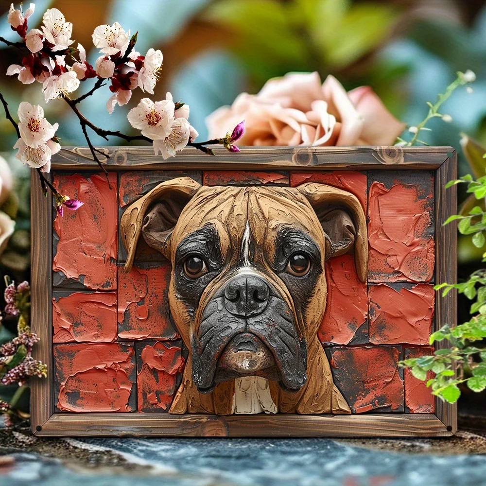 Boxer Dog Wall Art - Winter Themed Metal Sign - Home & Office Decorative Funny Vintage Sign - Ideal Gift for Father's Day