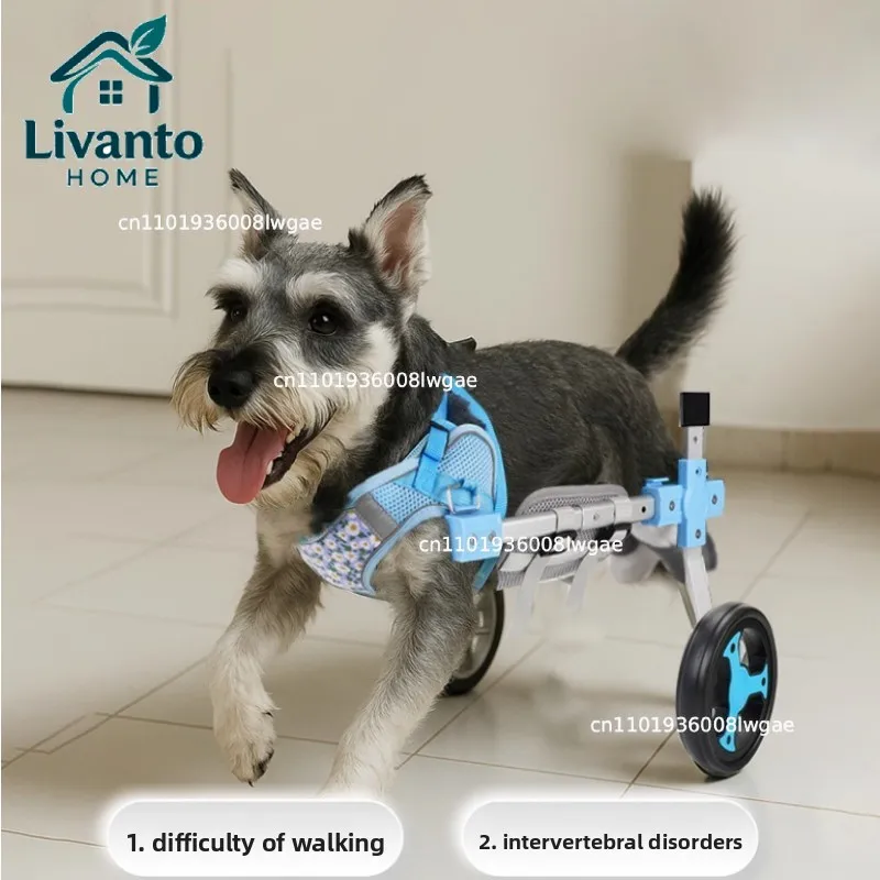 

Four Wheel Assisted Walking Adjustable Dog Wheelchair for Hind Legs Durable Pet Mobility Cart with Comfort Fit for Elderly Dogs
