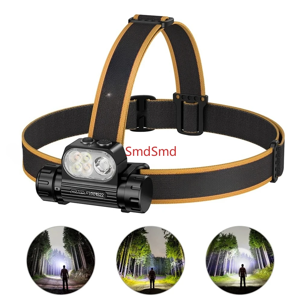 Headlamp HS22 SFT25R LED 2500lm 18650 4000mAh Flashlight 2700-6000K Stepless Color Temperature Adjustment  Dual Switch