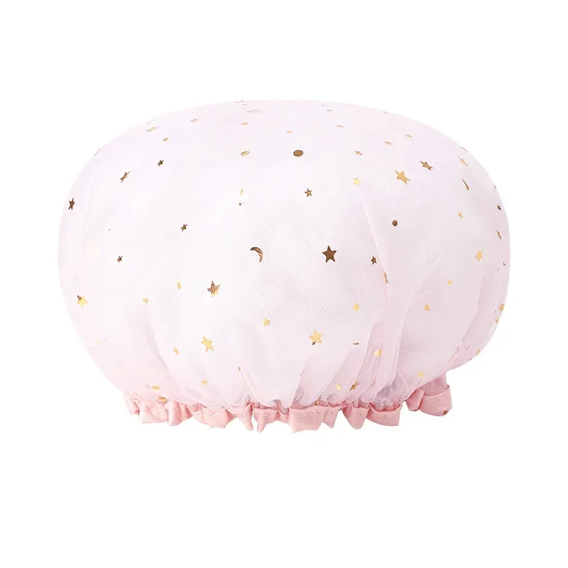 1 Pink Cute Starry Sky Pattern Shower Cap Exfoliating brush for body Wristband washing face Luxury dupes perfumes Body scrubber