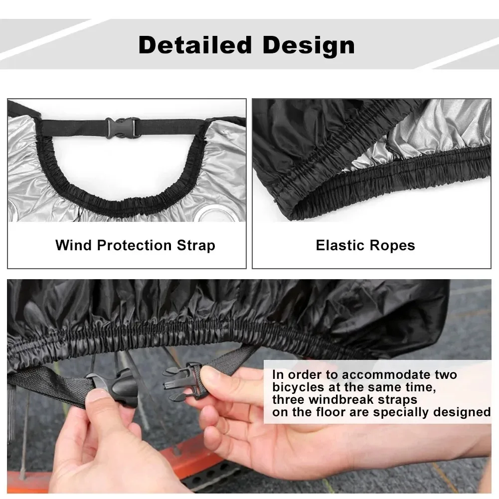 190T Polyester Fahrradabdeckung, Outdoor Regen-, Schnee- und Staubschutz Anti-UV-Schutzhülle – Detail 2