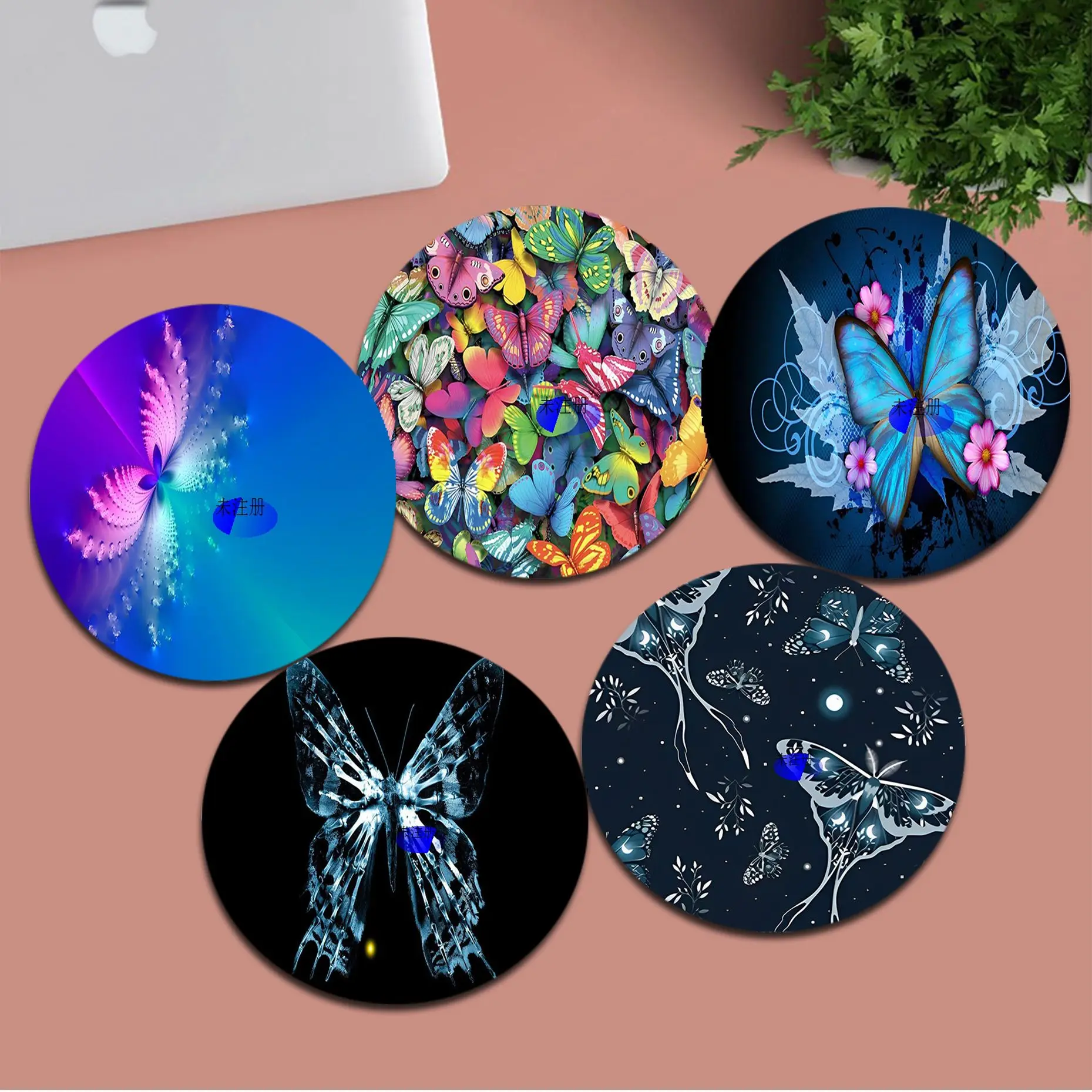 

Butterfly Pattern Animation Round Thickened Mouse Pad Oversized Gaming Keyboard Table Mat Desk Set Accessories for PC Desk Pad