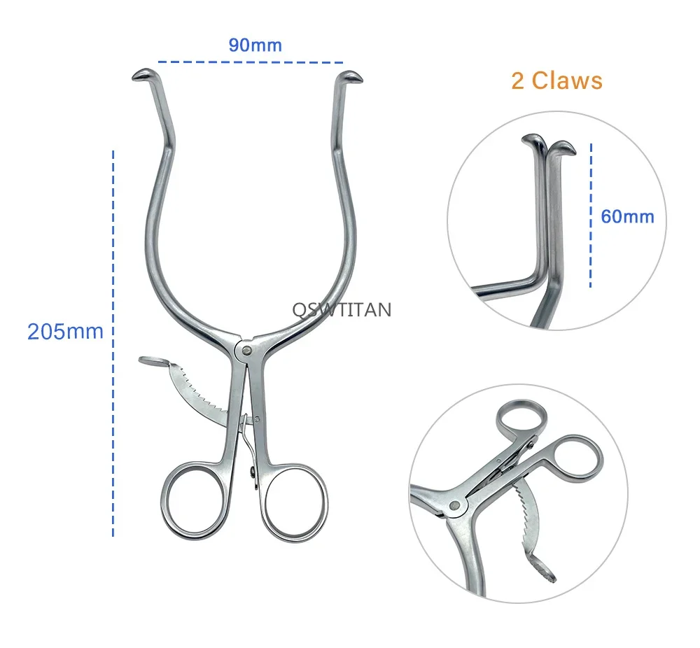 Weitlaner Retractor Stainless Steel 2 Claws Self-Retaining Retractor Spinal Retractor Orthopedics Instruments 1pcs