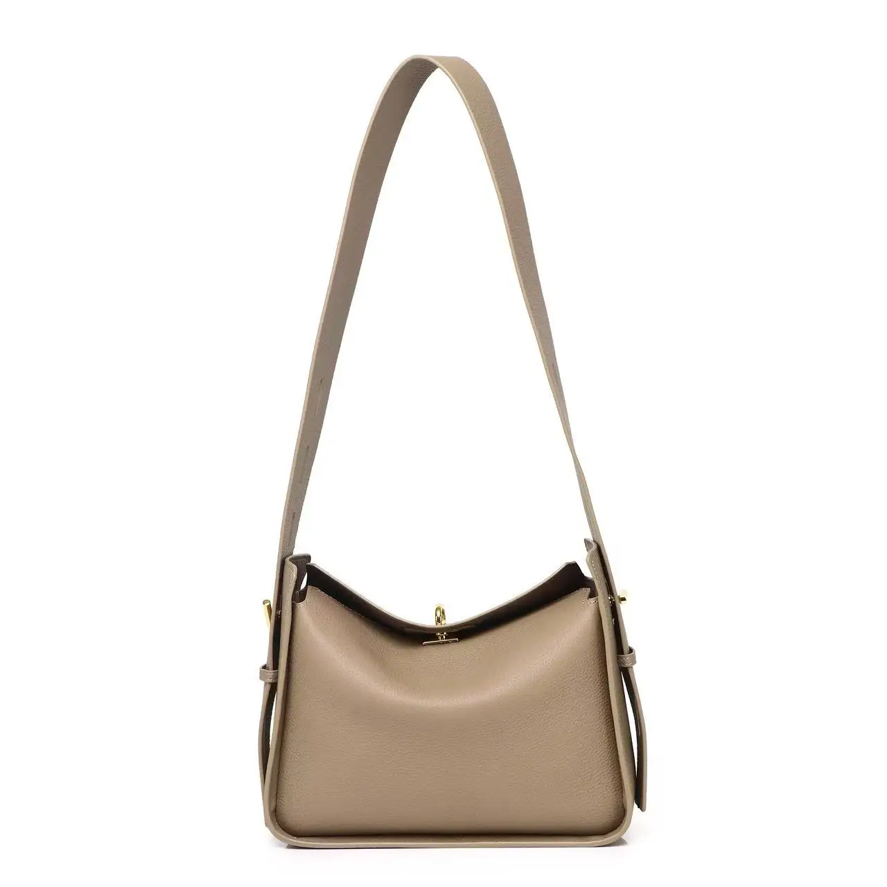 

Genuine Grade Cow Leather Women's Shoulder Shoulder Black Bag Luxury Designer Brand Ladies Elephant Gray Tote for Woman GrayNew