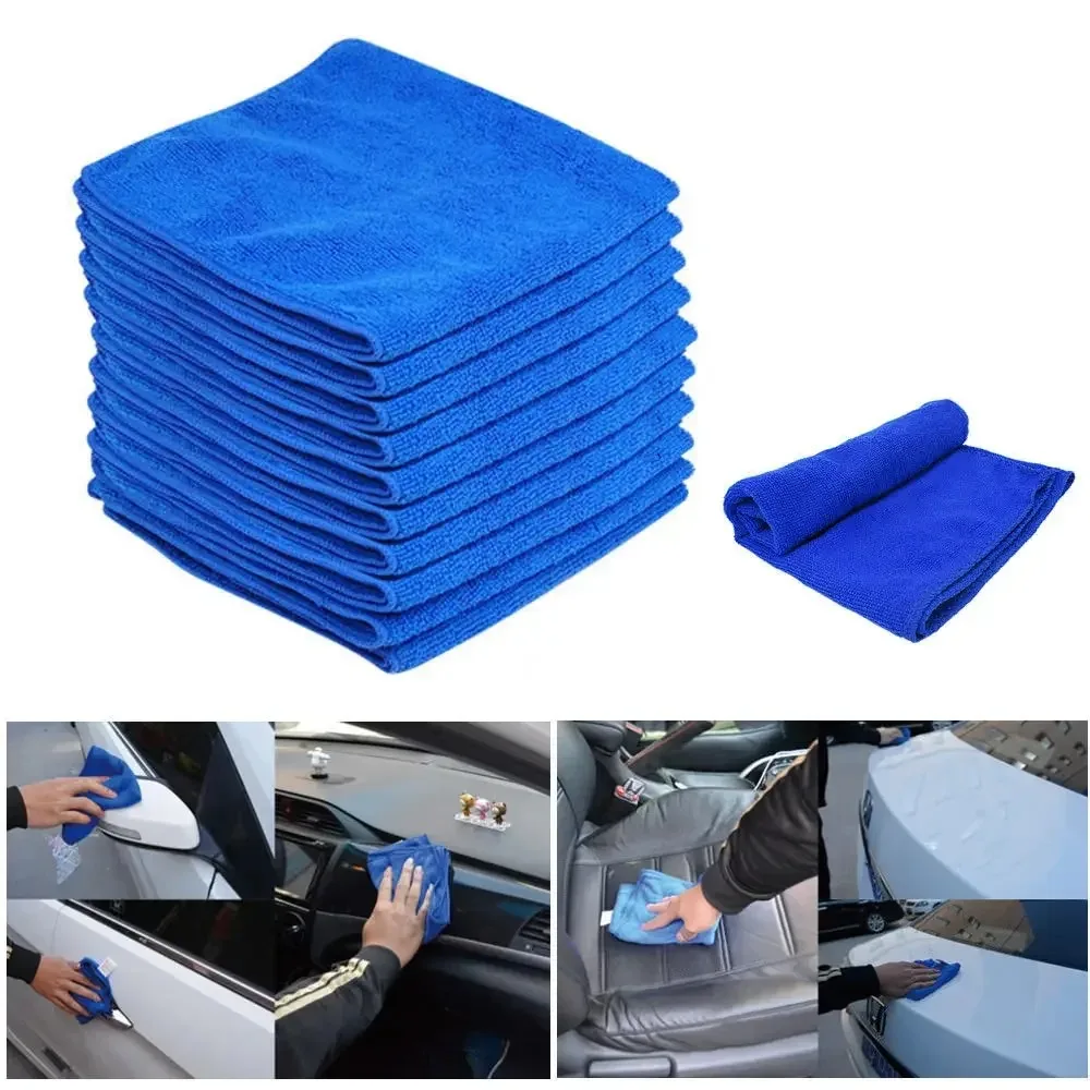 Paños de Limpieza de Microfibra Azules, 30×30cm / 30×60cm, Sin Pelusas y Anti-Rayones