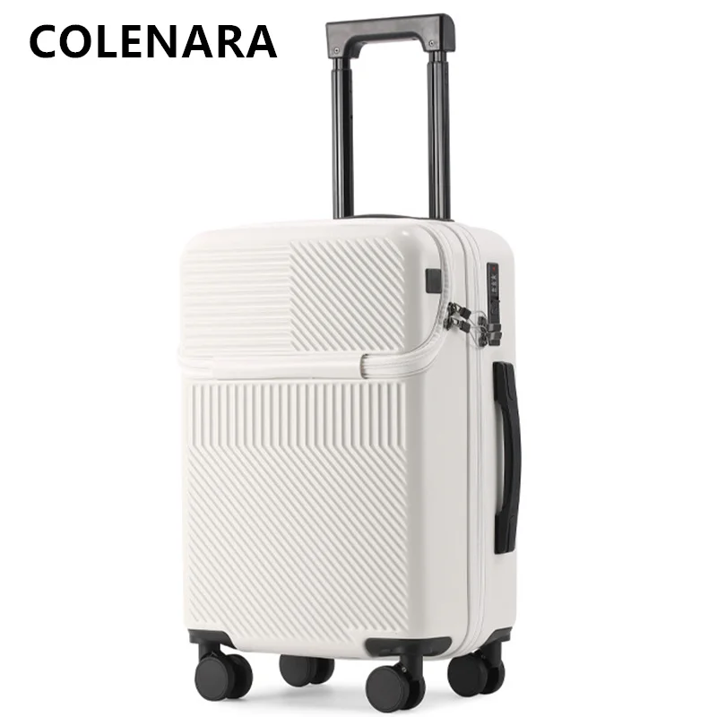

COLENARA Multifunctional Suitcase Front Opening Boarding Case Laptop Trolley Case 20"22"24"26 Inch ABS+PC Women's Cabin Luggage