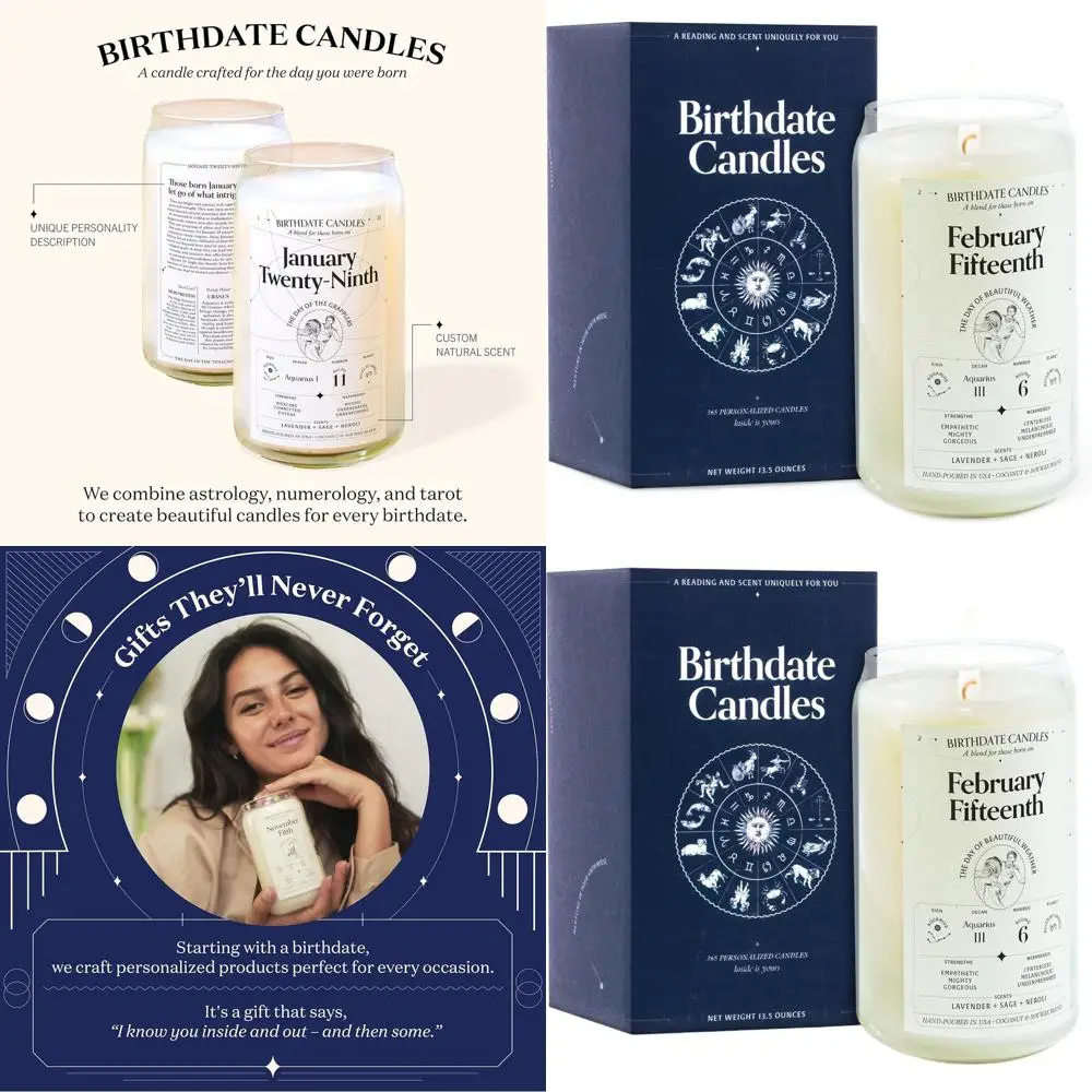 

Набор свечей на день рождения «Водолей» — аромат лаванды, шалфея и нероли — натуральный соевый и кокосовый воск — длительное горение — производство США