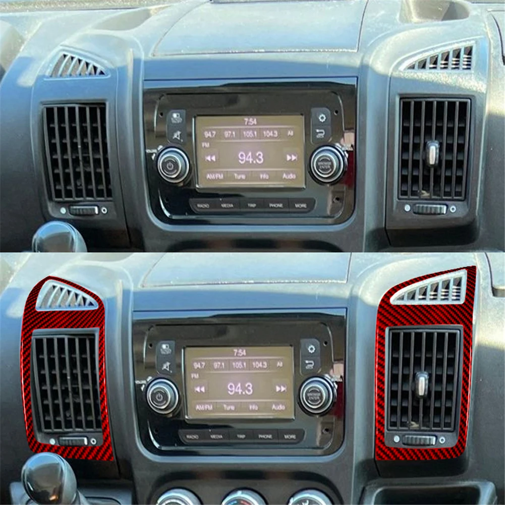 For Dodge Fiat Ducato 2007-2021 Car Interior Stickers For Dodge RAM Promaster 2014-2021 Carbon Fiber Red Stickers