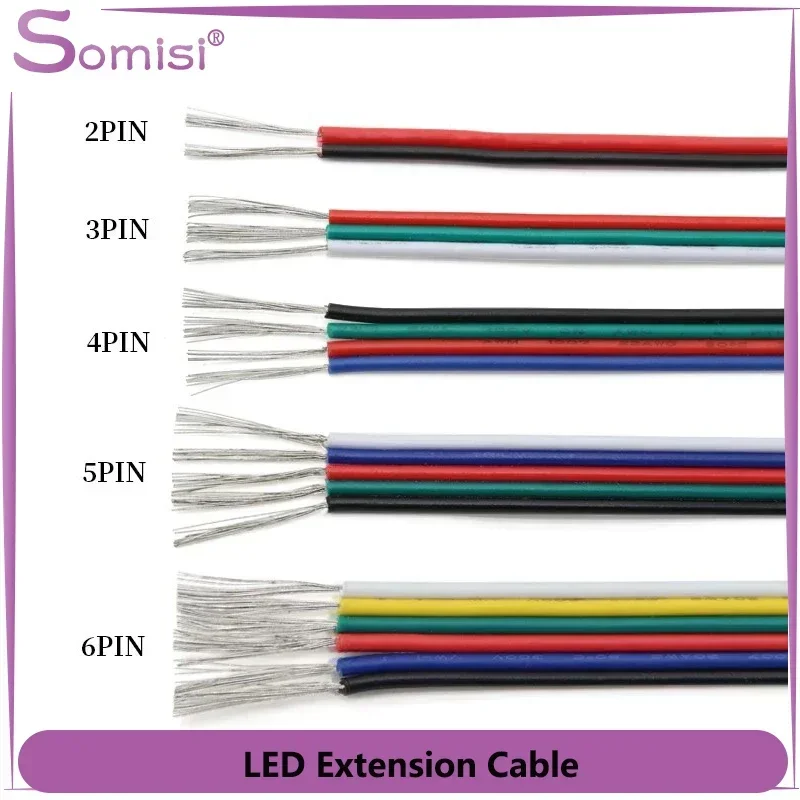 

2/5/10m LED Extension Cable 2/3/4/5/6pin Electric Wire For RGB RGBW RGBWW SMD WS2812B LED Strip Light JST Connector