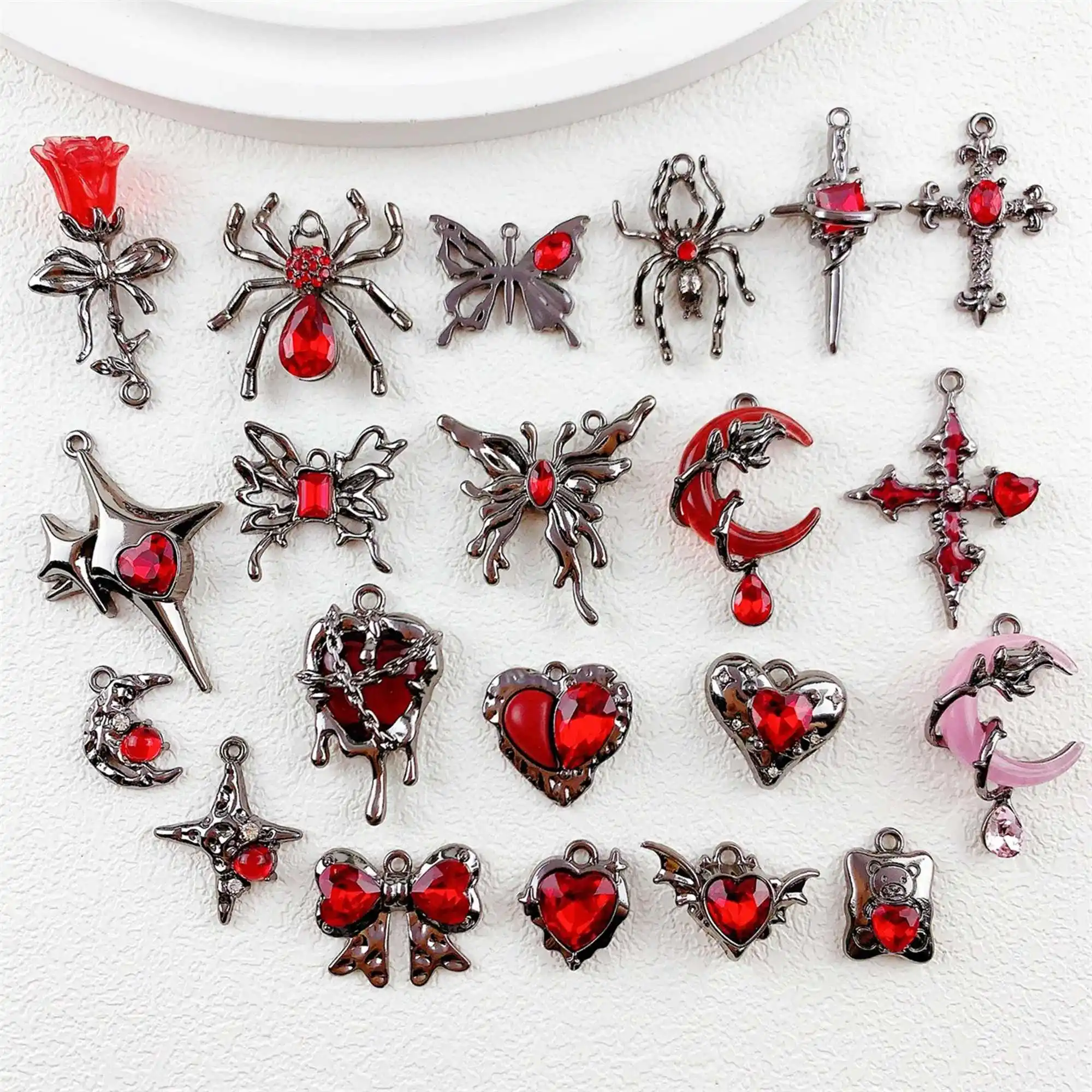5 teile/los Dark Sweet Gothic Rose Kreuz Schmetterling Mond Legierung Anhänger DIY Schmuck Zubehör
