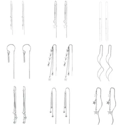 Hot Wave Tassel Star Geometric Rhombus Earrings for Women Temperament Tassel Long Ear Line Earring New Fashion Jewelry