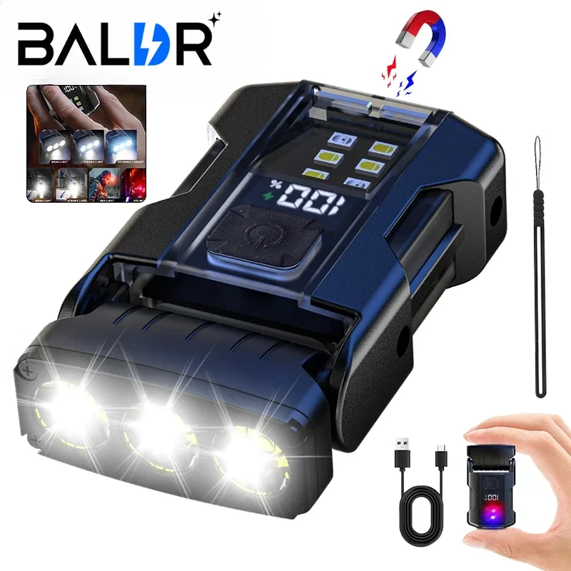 BALDR Portable Mini Keychain Flashlight Led Bright EDC Torch Magnetic Cap Clip Lamp Flash Light Outdoor Camping Fishing Tools