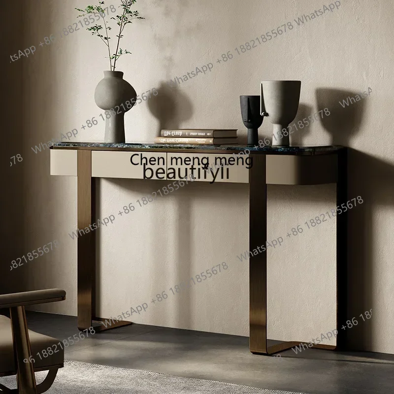 XzqItalian ضوء فاخر الرخام الطبيعي مدخل خزانة غرفة المعيشة مدخل الممر طاولات وحدة التحكم الحجرية الفاخرة #3