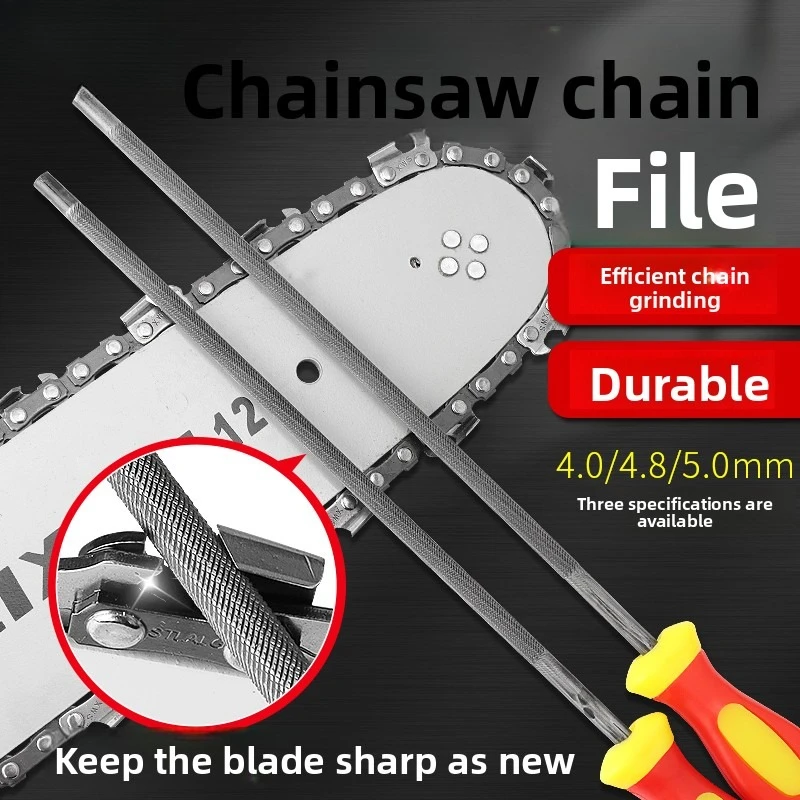 2pcs Chainsaw File, Chain Grinding Tool, Sawtooth Grinding, Hand-Held Flat Chain Saw File, Round Grinding File