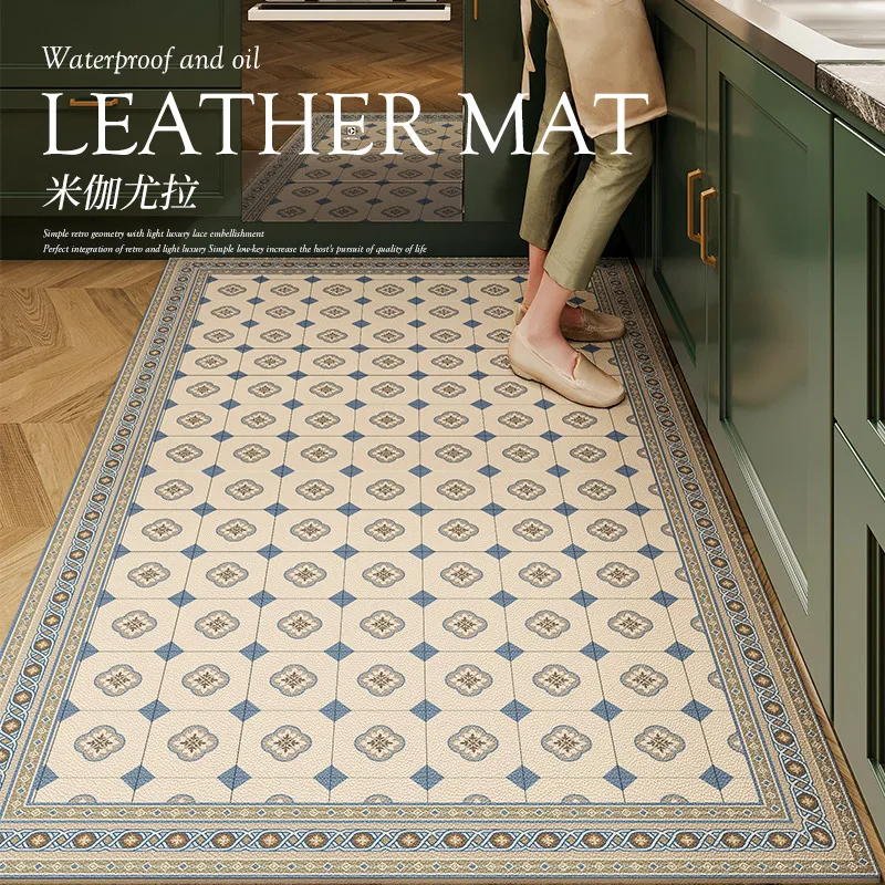 American Retro Carpets for Living Room Home Washable Kitchen Special Floor Mat Large Area Anti-fouling Carpet Pvc Leather Rug