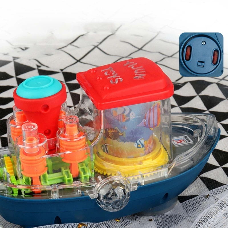 Electric Boat Toy Colorful Light Battery Powered Moving Ship with Sound for Kids Toddlers 3+ Years Old Boys Girls