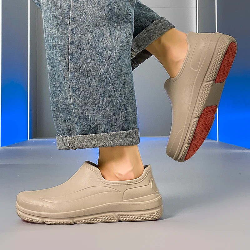 Unisex Einteilige EVA Vollständig Wasserdichte und Ölbeständige Slip-On Kochschuhe, Rutschfeste Dickbesohlte Multifunktionale Arbeitssandalen für Re – Detail 10