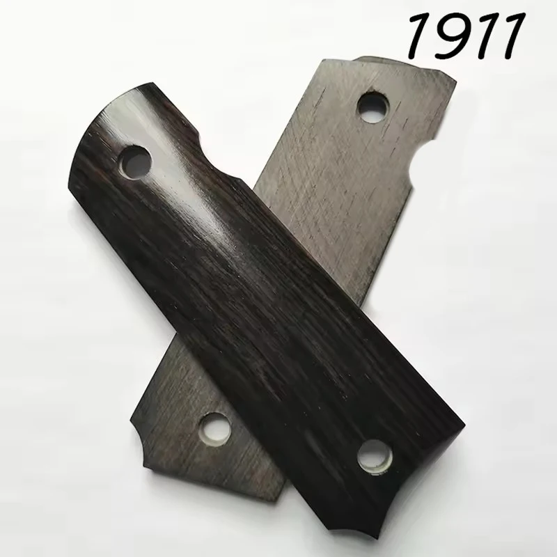 1 คู่ 1911 Gun Grips แอฟริกัน Ebony Handle Grips Patch Custom Grips CNC Gun Handle Grips