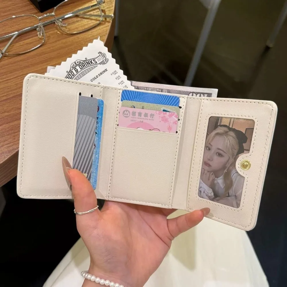 Trifold Design Short Trifold Wallet Bunny Print Compact Size Fashion Card Case Coin Pocket Korean Style Mini Purse Travel Use