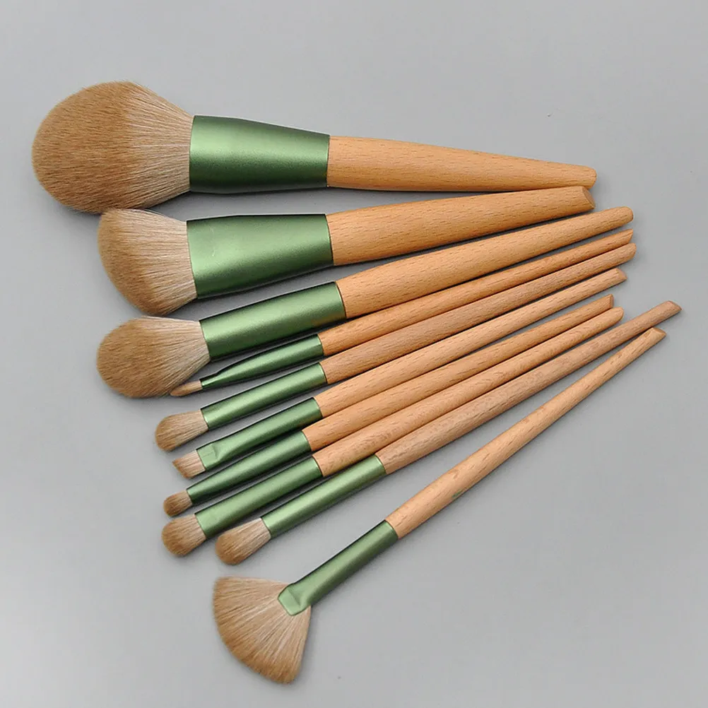 

Набор кистей для макияжа, 10 шт., с деревянными ручками, портативные кисти с мягкой щетиной, профессиональный набор, кисть для пудры для лица