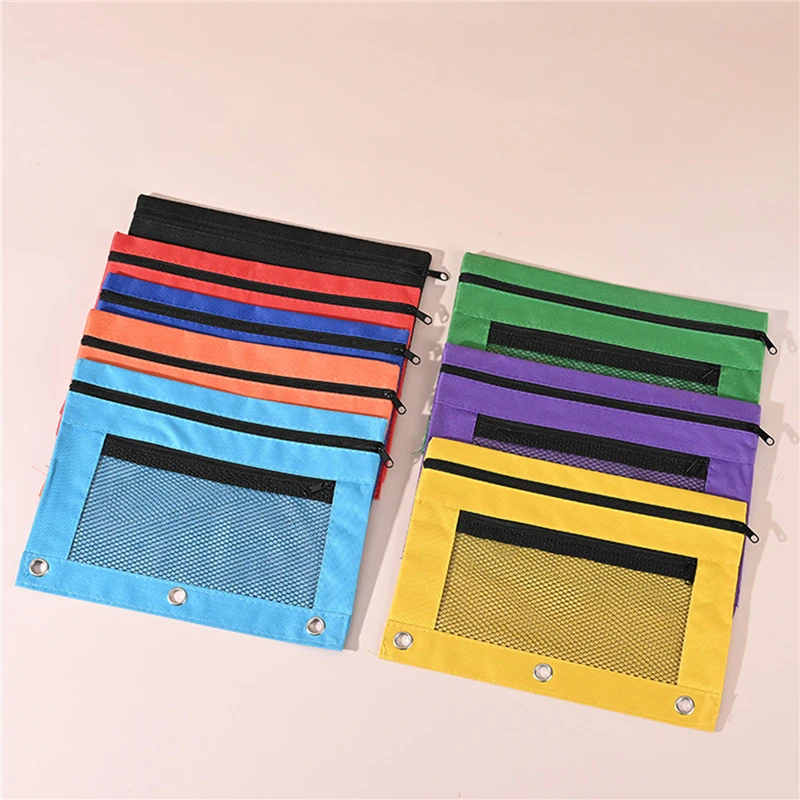 Double Zipper Pencil Pouch Case B5 Binder Zipper File Storage Oxford Cloth Stationery Storage Bag File Pocket Waterproof Pen Bag