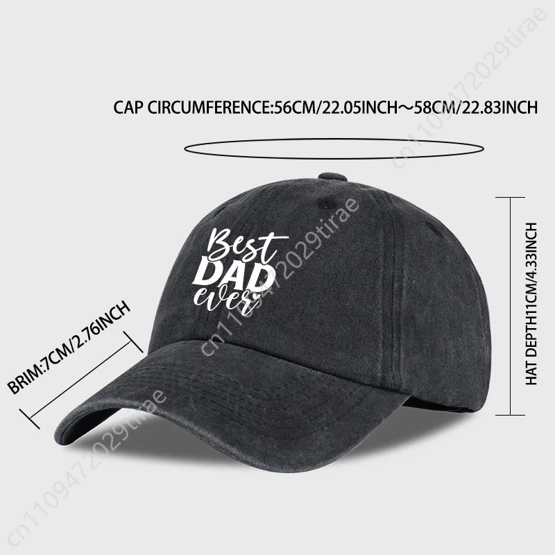 “Best DAD Ever” Printed Vintage Washed Baseball Cap – Adjustable, Casual, Men's Father's Day Gift, Dad Cap – Fishing & Hiking
