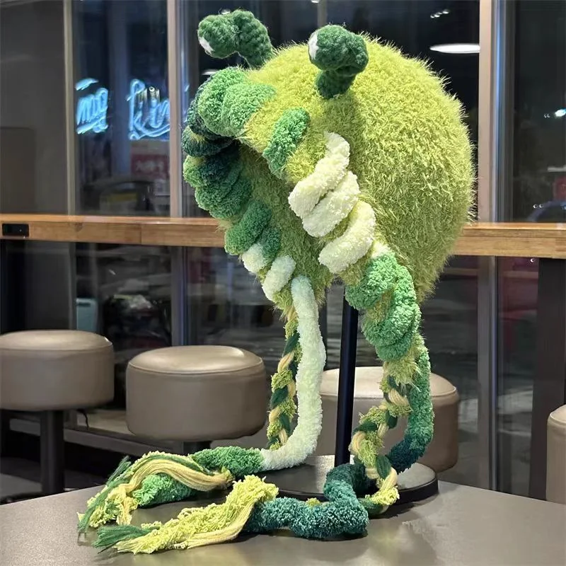 الخريف الشتاء لطيف مضحك الوحش القرن المرأة قبعة في الهواء الطلق الكبار الدافئة ليو فنغ قبعة المرأة سدادات حماية الأذن قبعة الكرتون الفتيات متعة قبعة