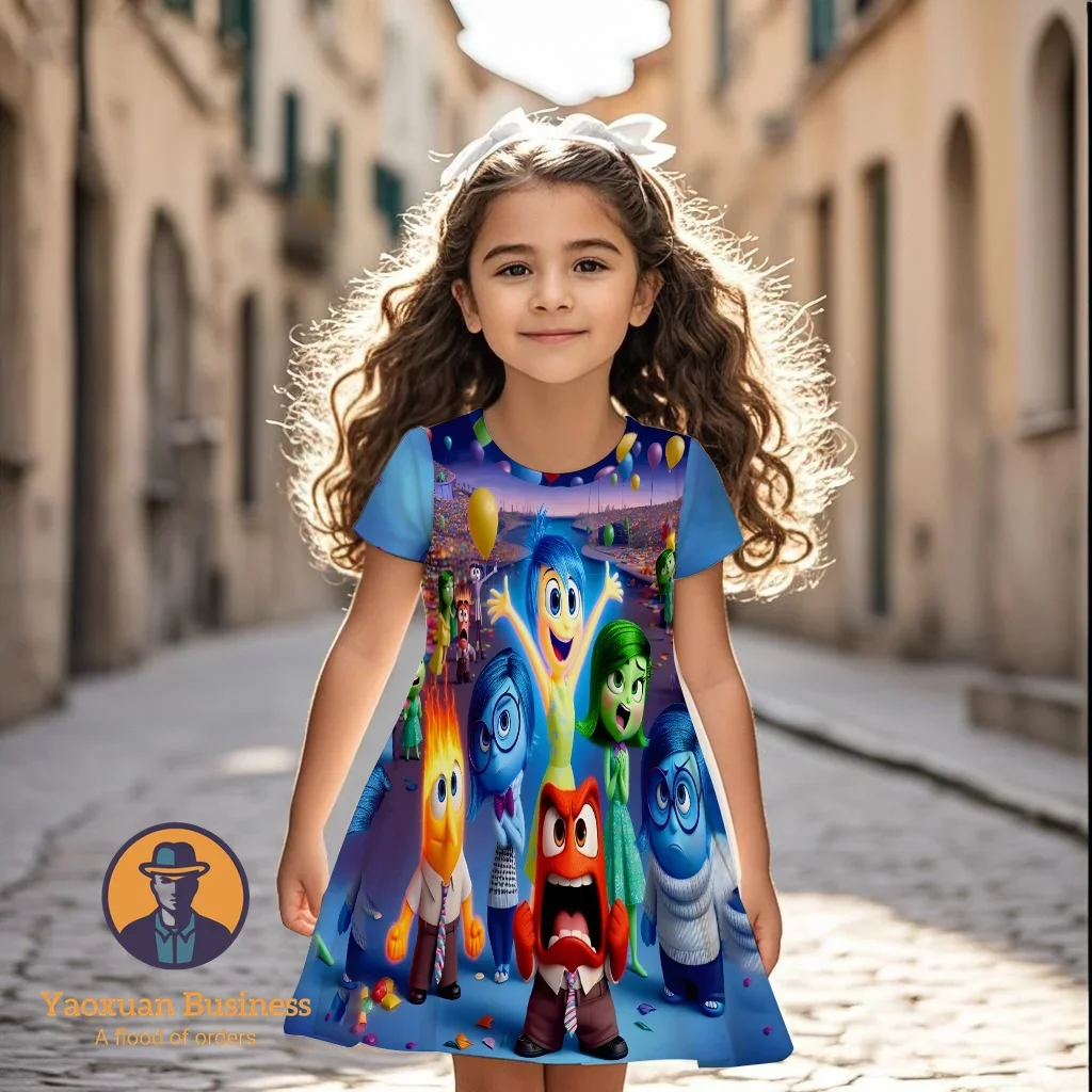 

Новое модное Inside Out 3D платье для детей-подростков и девочек с мультяшным принтом, летняя мода, бестселлер