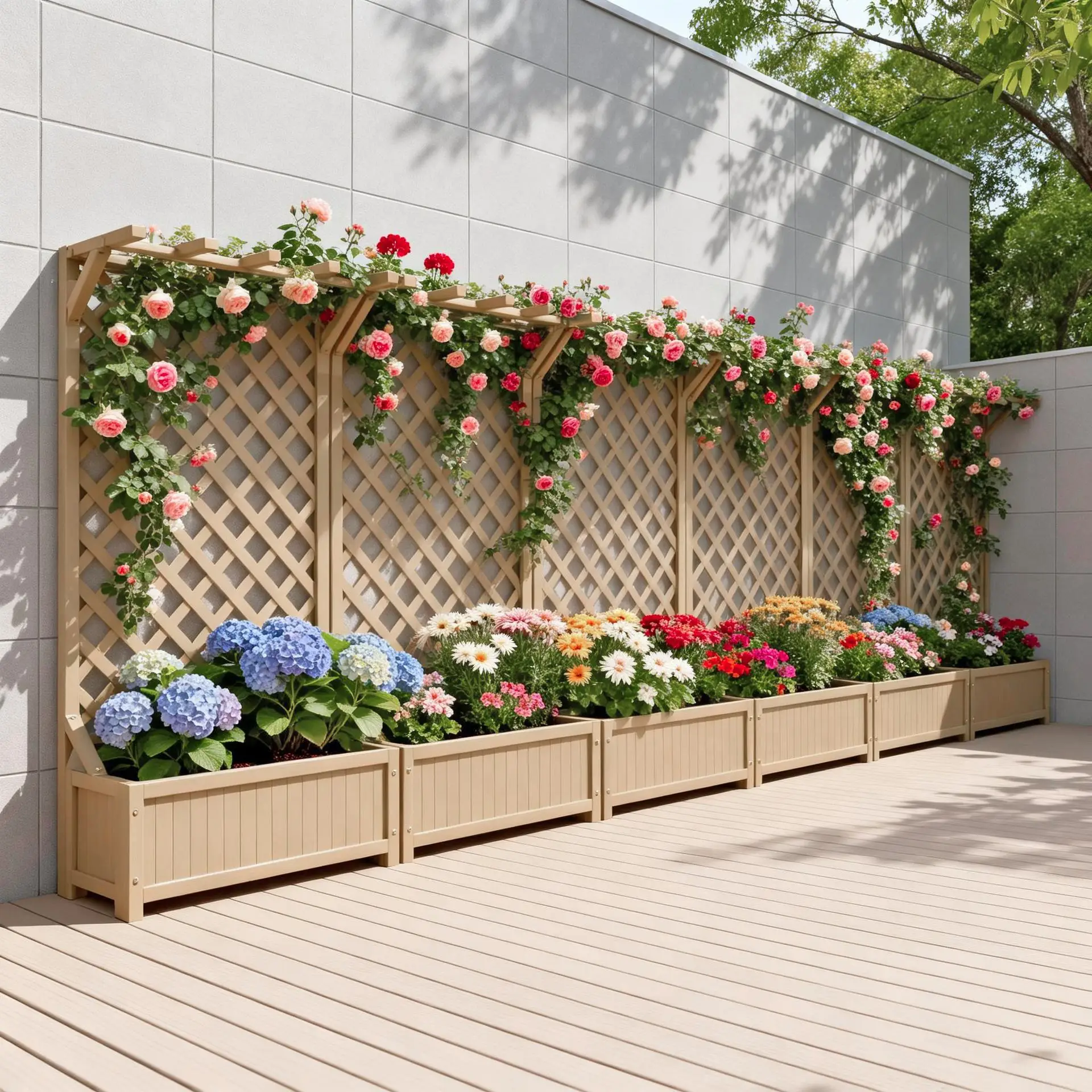 Log color flower stand flower pot fence rose climbing vine frame balcony courtyard planting preservative wood flower box grid ou