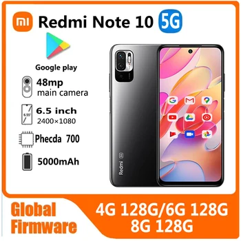 샤오미 레드미 노트 10 5G 스마트폰 글로벌 펌웨어, 48MP, 5000mAh, 6.5 인치, 18W Phecda 700 중고 휴대폰