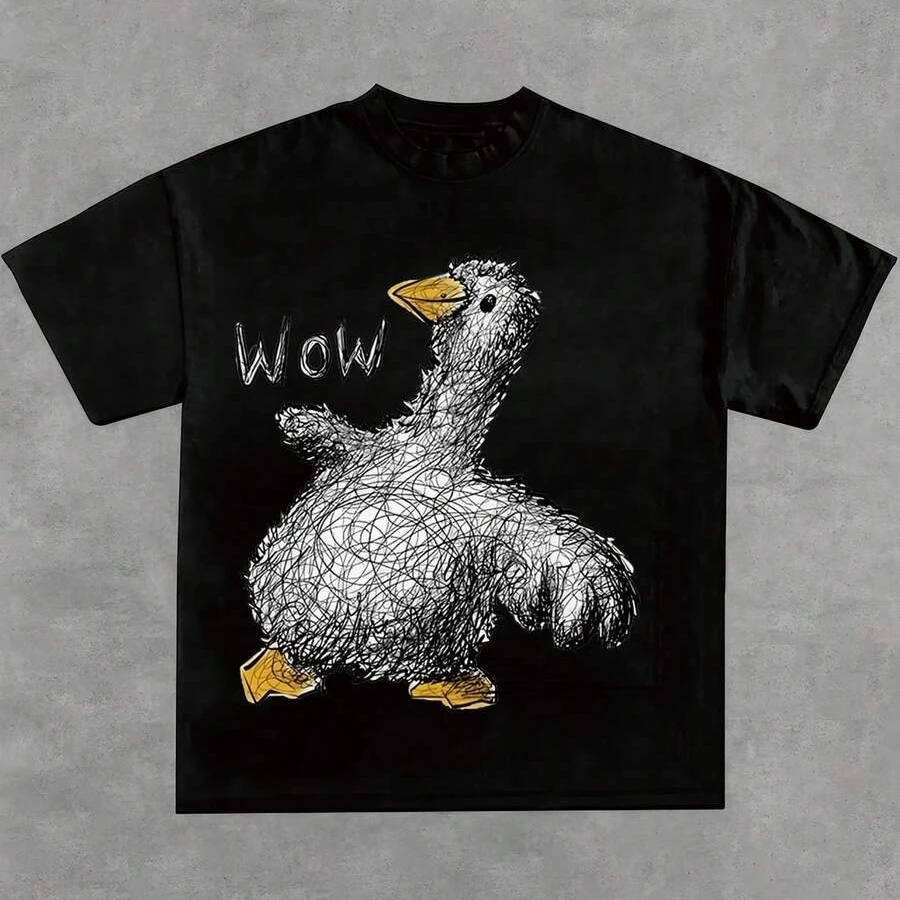 Kaos Punk Estetika Harajuku Motif Grafis Bergaya Humor Y2K Katun Pria Wanita Retro Hip Hop Rock Goth Streetwear Atasan