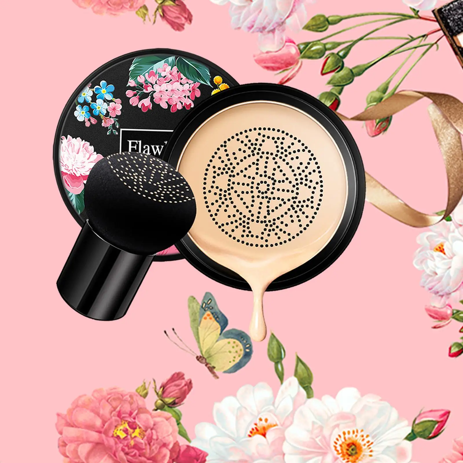 マッシュルームヘッドエアクッションBBクリーム防水リキッドファンデーションナチュラルマットベースコンシーラー（フェイスメイク用品）