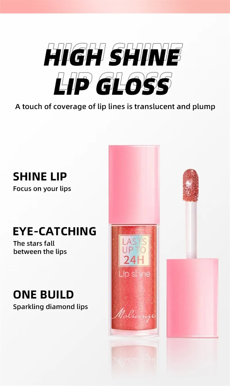 3 Farben Fließender Glitzer-Lipgloss Feuchtigkeitsspendender Diamant-Schimmer Lip Glaze Funkelnder Glitzer Flüssiger Lippenstift Perl-Lippentinte – Detail 5