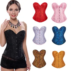 Sexy Vintage Victorian Slimming Body Shaper Corset and Bustier Brocade Jacquard Flower Women Burlesque Overbust Corselet