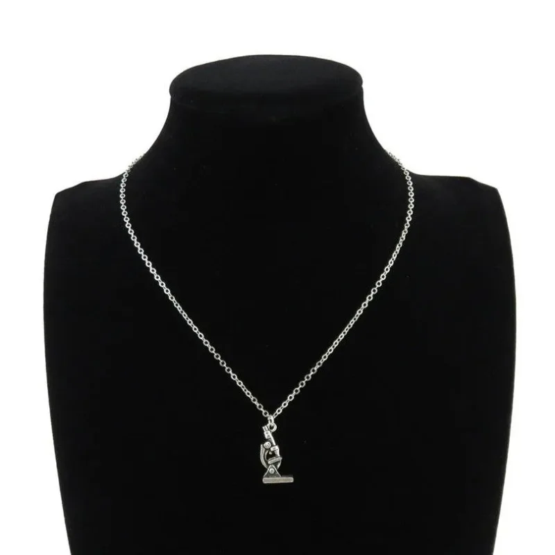 Microscope Science STEM Biology Chemistry Necklace Jewelry Gifts  Chain 18