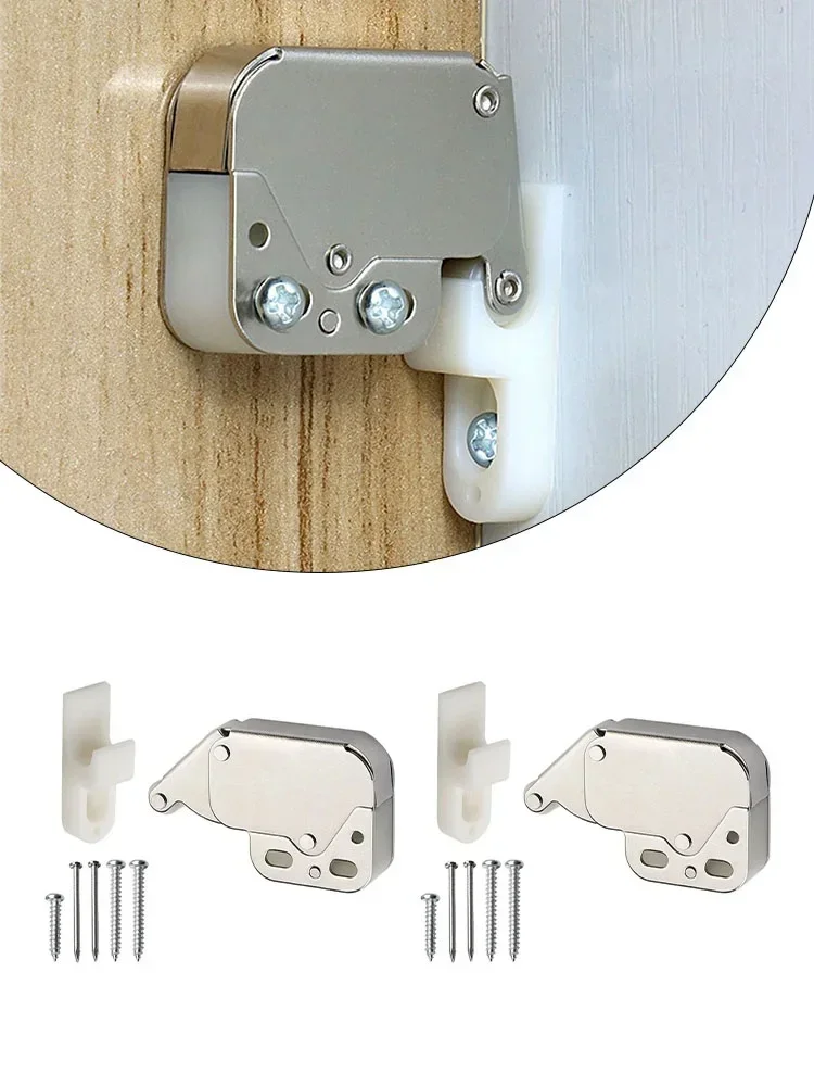 Easy Closing and Locking Solution for Cabinet Doors  Sturdy Metal Construction  2PCS Latch Automatic Spring Lock