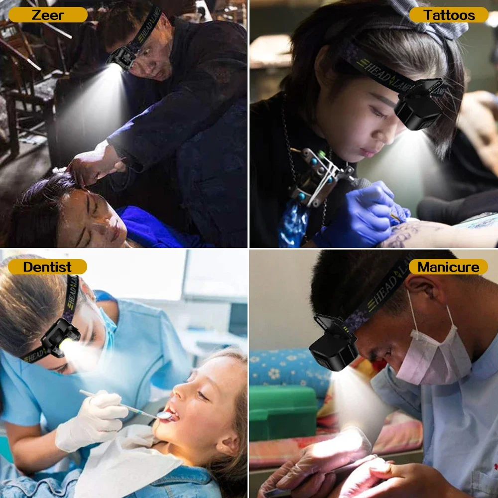 Ultra Bright LED Headlamp Smart Motion Sensor Headlight Waterproof Head Lamp Rechargeable Head Front Light