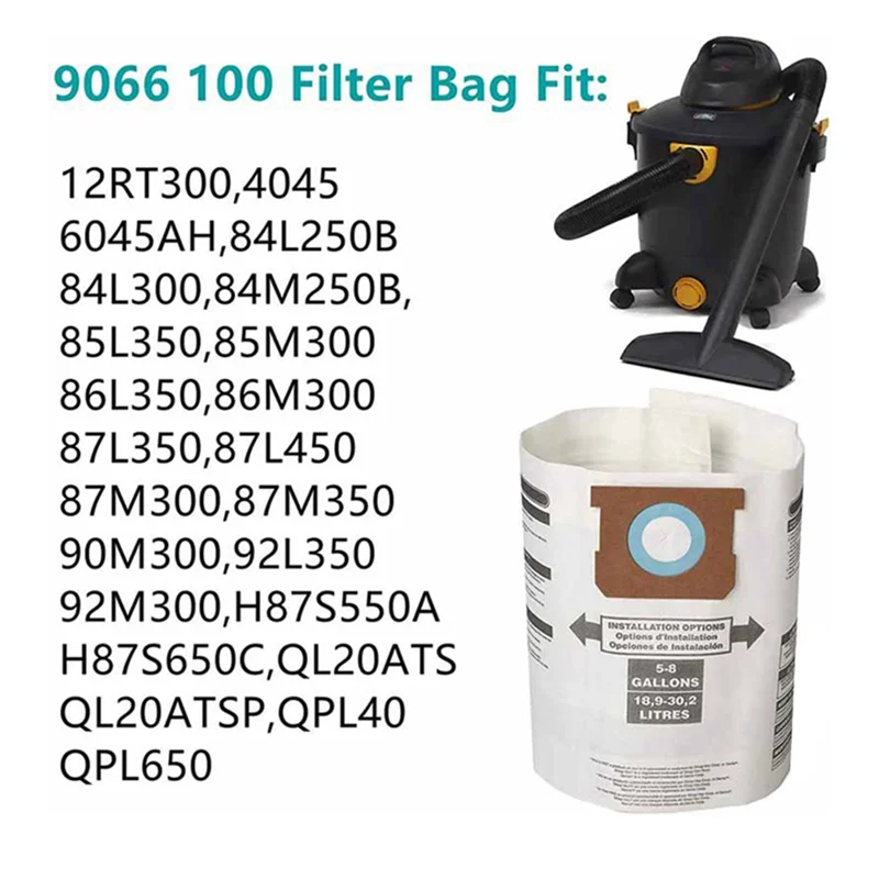 AB43-6 PCS Staubbeutel für Shop Vac 5-8 Gallonen weiß einlagiges Staubsaugerzubehör