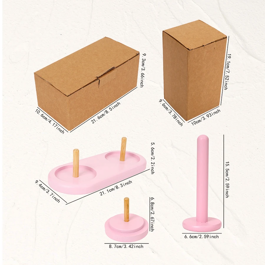 1pc Double-Axis Wooden Yarn Holder, Rotatable Wooden Yarn Holder for Sewing Machines, Craft Sewing Supplies, Pink Double-Axis Si view 5