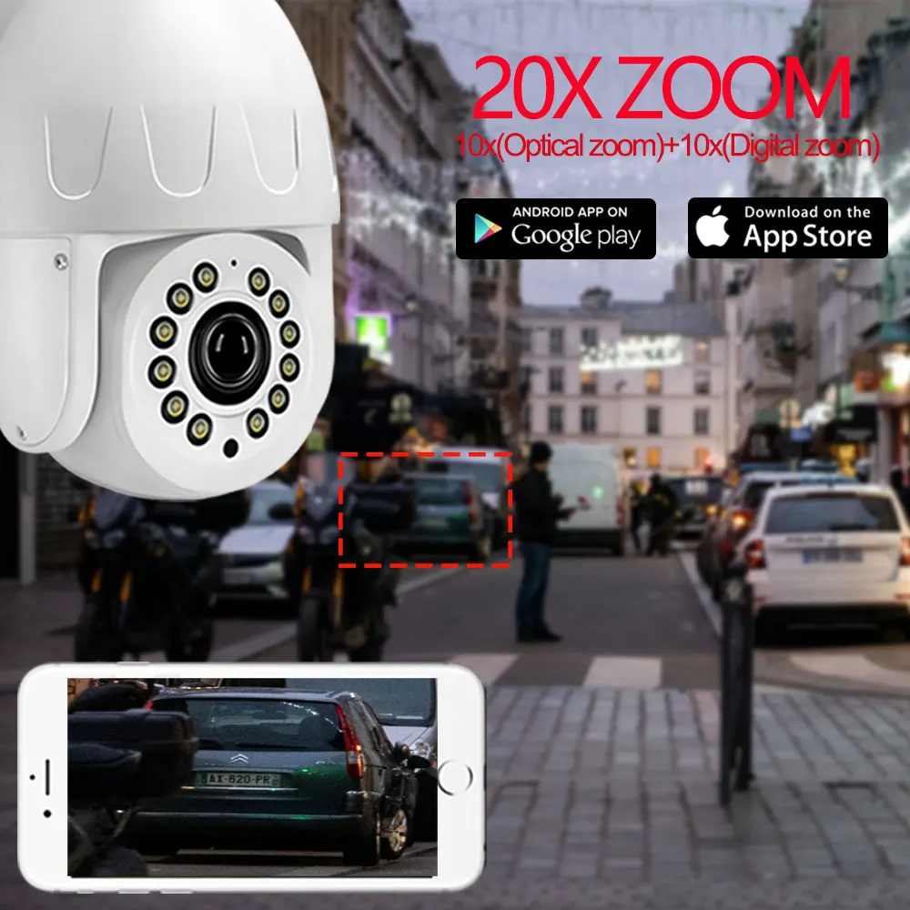 3G 4G SIM Surveillance IP Camera 5MP Wireless Security Wifi PTZ Dome 20X Zoom CCTV POE Two Way Audio Human Tracking IR/Color LED