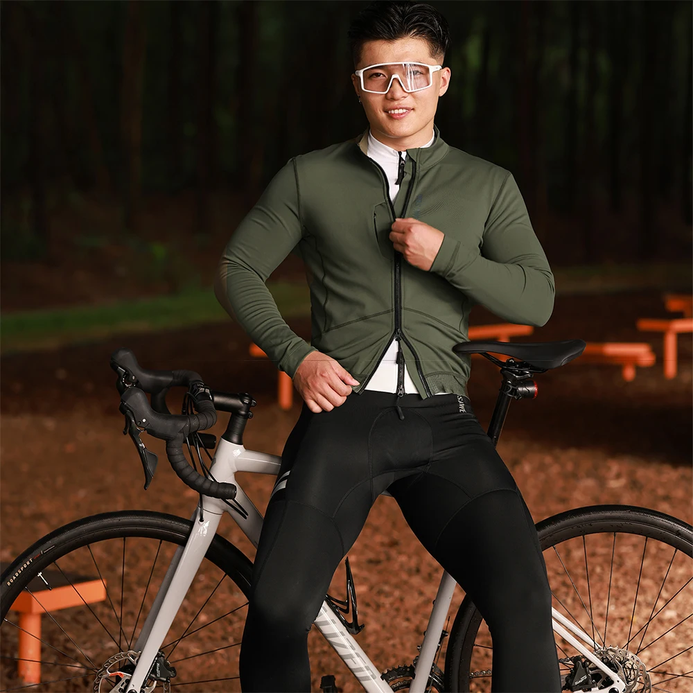 WOSAWE Men Winter Fleece Thermal Cycling Jacket Long Sleeve Windproof MTB Road Bike Windbreaker Bicycle Jersey